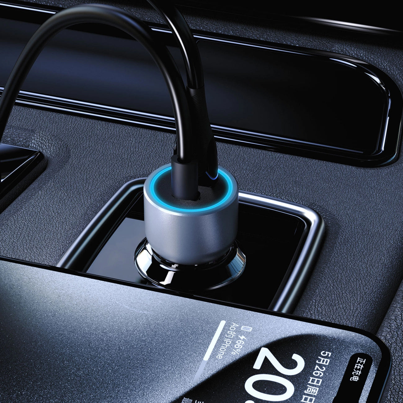 Chargeur de voiture Dudao R4T, 30W, 3A, 1 x USB-A - 1 x USB-C, Gris 
