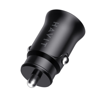 Chargeur de voiture HAVIT CC2022, 20W, 3A, 1 x USB-A - 1 x USB-C, Noir