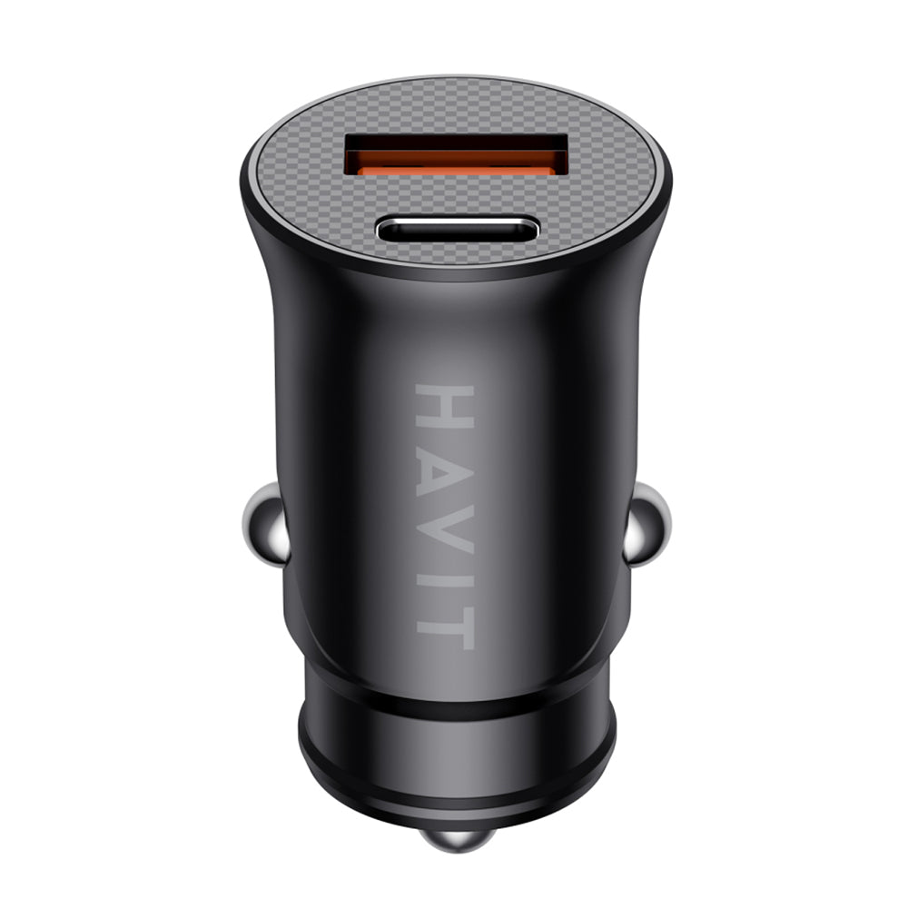 Chargeur de voiture HAVIT CC2022, 20W, 3A, 1 x USB-A - 1 x USB-C, Noir