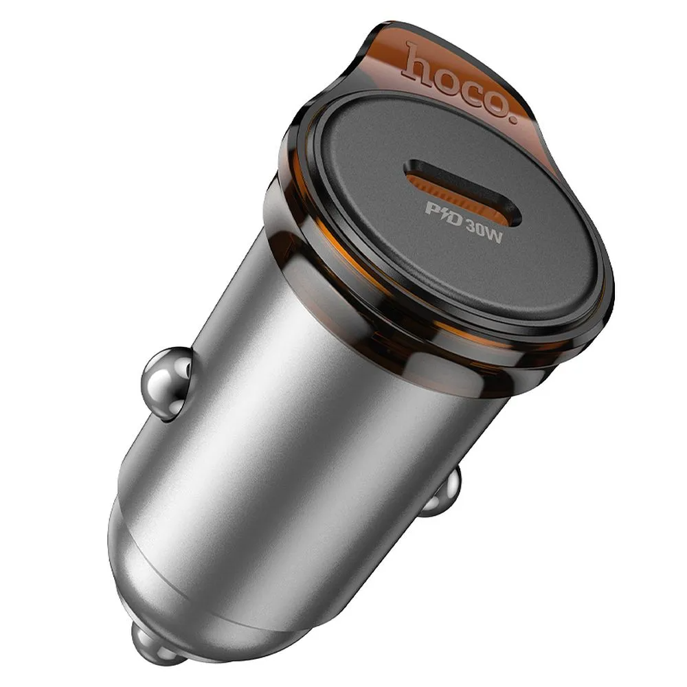 Chargeur de voiture HOCO NZ16, 30W, 3A, 1 x USB-C, Gris