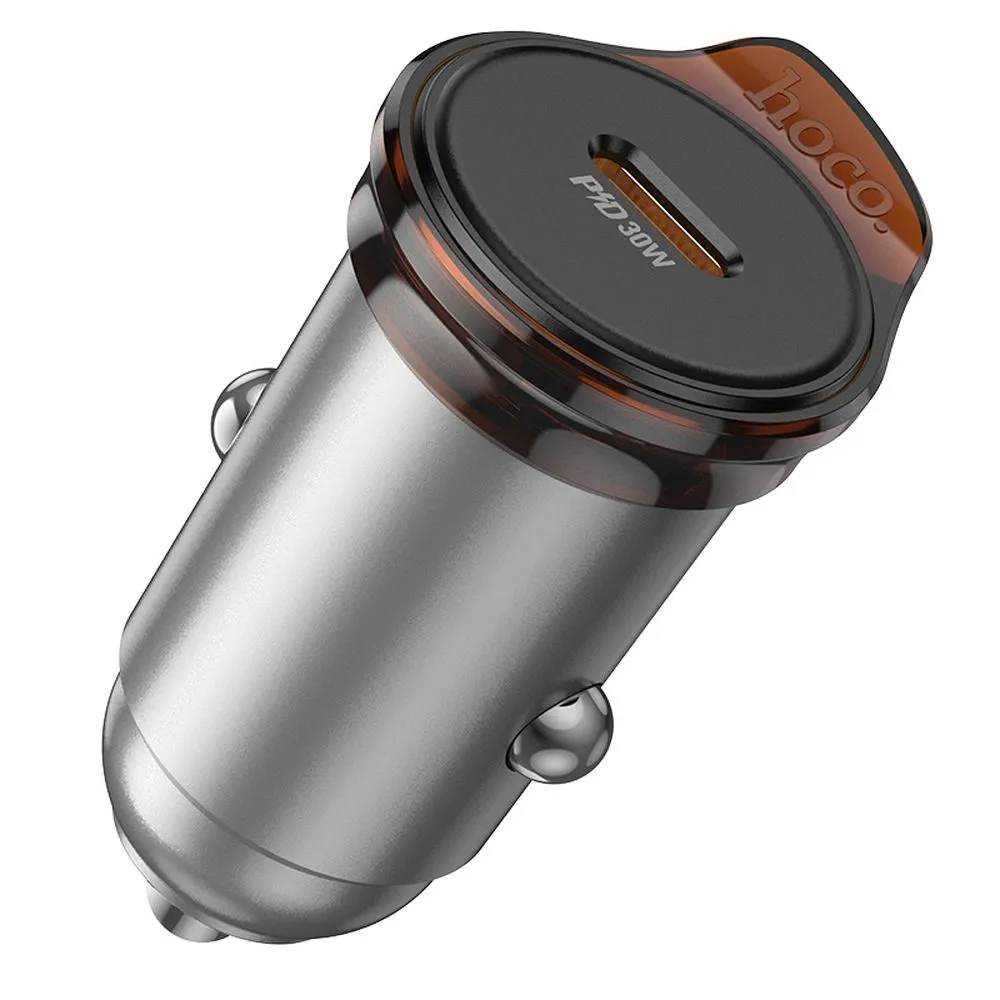 Chargeur de voiture HOCO NZ16, 30W, 3A, 1 x USB-C, Gris