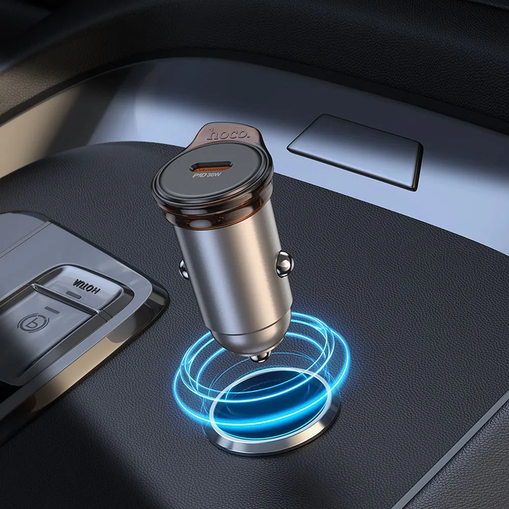 Chargeur de voiture HOCO NZ16, 30W, 3A, 1 x USB-C, Gris