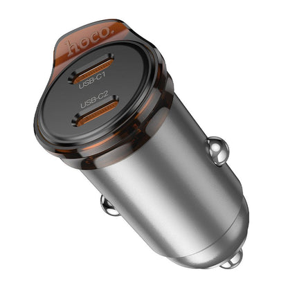 Chargeur de voiture HOCO NZ16B, 45W, 3A, 2 x USB-C, Gris