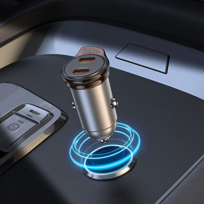 Chargeur de voiture HOCO NZ16B, 45W, 3A, 2 x USB-C, Gris