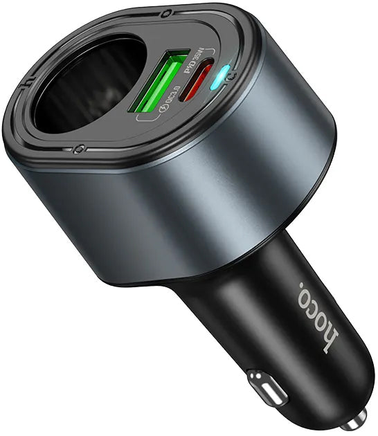 Chargeur Auto HOCO Z56, 35W, 3A, 1 x USB-A - 1 x USB-C - 1 x Extension Allume-cigare, Noir