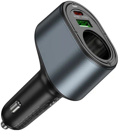 Chargeur Auto HOCO Z56, 35W, 3A, 1 x USB-A - 1 x USB-C - 1 x Extension Allume-cigare, Noir