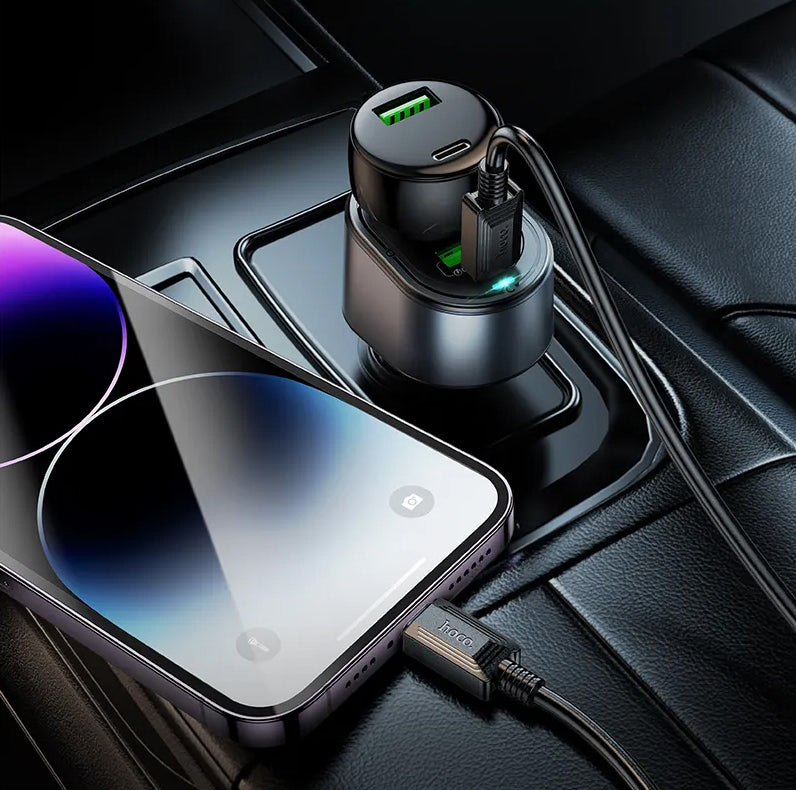 Chargeur Auto HOCO Z56, 35W, 3A, 1 x USB-A - 1 x USB-C - 1 x Extension Allume-cigare, Noir