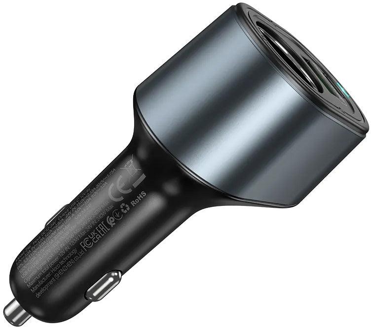 Chargeur Auto HOCO Z56, 35W, 3A, 1 x USB-A - 1 x USB-C - 1 x Extension Allume-cigare, Noir