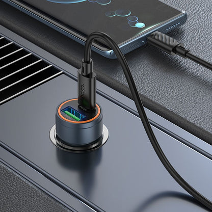 Chargeur de voiture HOCO Z57A, 30W, 3A, 1 x USB-A - 1 x USB-C, Gris