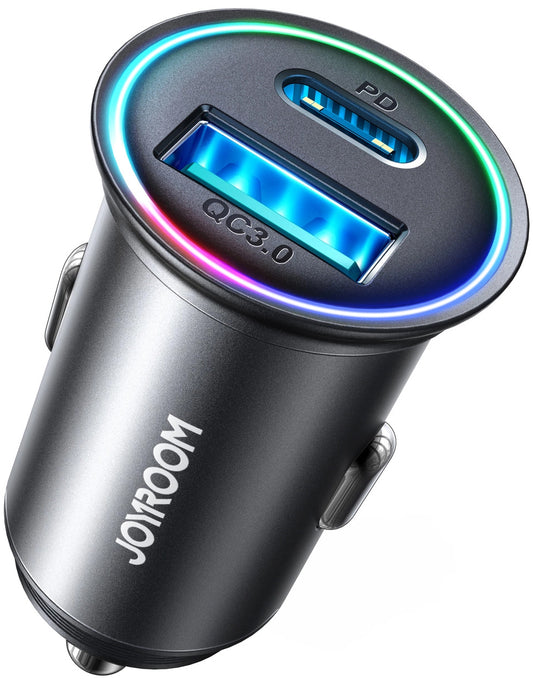 Chargeur de voiture Joyroom JR-CCN04, 60W, 3A, 1 x USB-A - 1 x USB-C, Noir