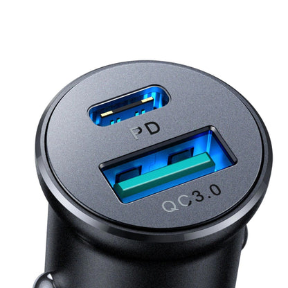 Joyroom JR-CCN05 Car Charger, 30W, 3A, 1 x USB-A - 1 x USB-C, Black
