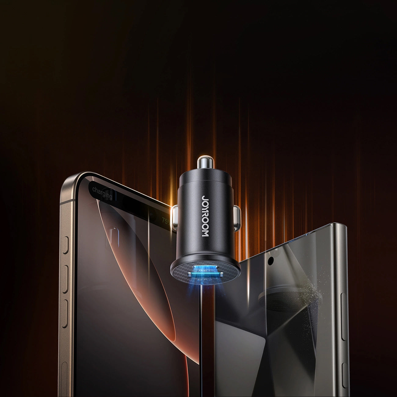 Chargeur de voiture Joyroom JR-CCN16 Mini, 12W, 2.4A, 1 x USB-A - 1 x USB-C, Noir