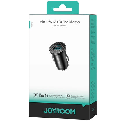 Chargeur de voiture Joyroom JR-CCN16 Mini, 12W, 2.4A, 1 x USB-A - 1 x USB-C, Noir