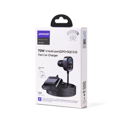 Chargeur de voiture Joyroom JR-CL05, 72W, 3A, 2 x USB-C - 3 x USB-A, Noir