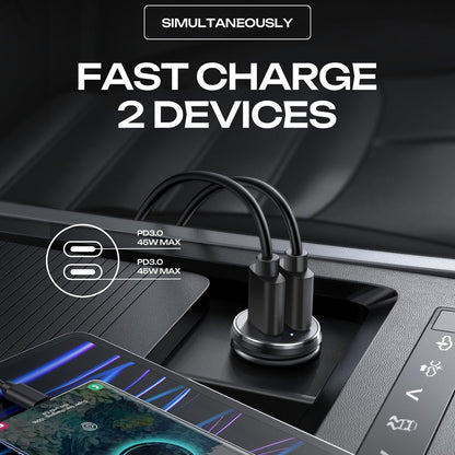 Chargeur Auto Lisen, 45W, 3A, 2 x USB-C, Noir YL0223080007