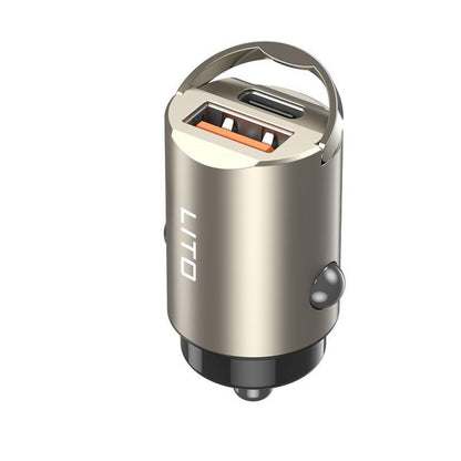 Lito IN-C03 Car Charger, 30W, 3A, 1 x USB-A - 1 x USB-C, Grey