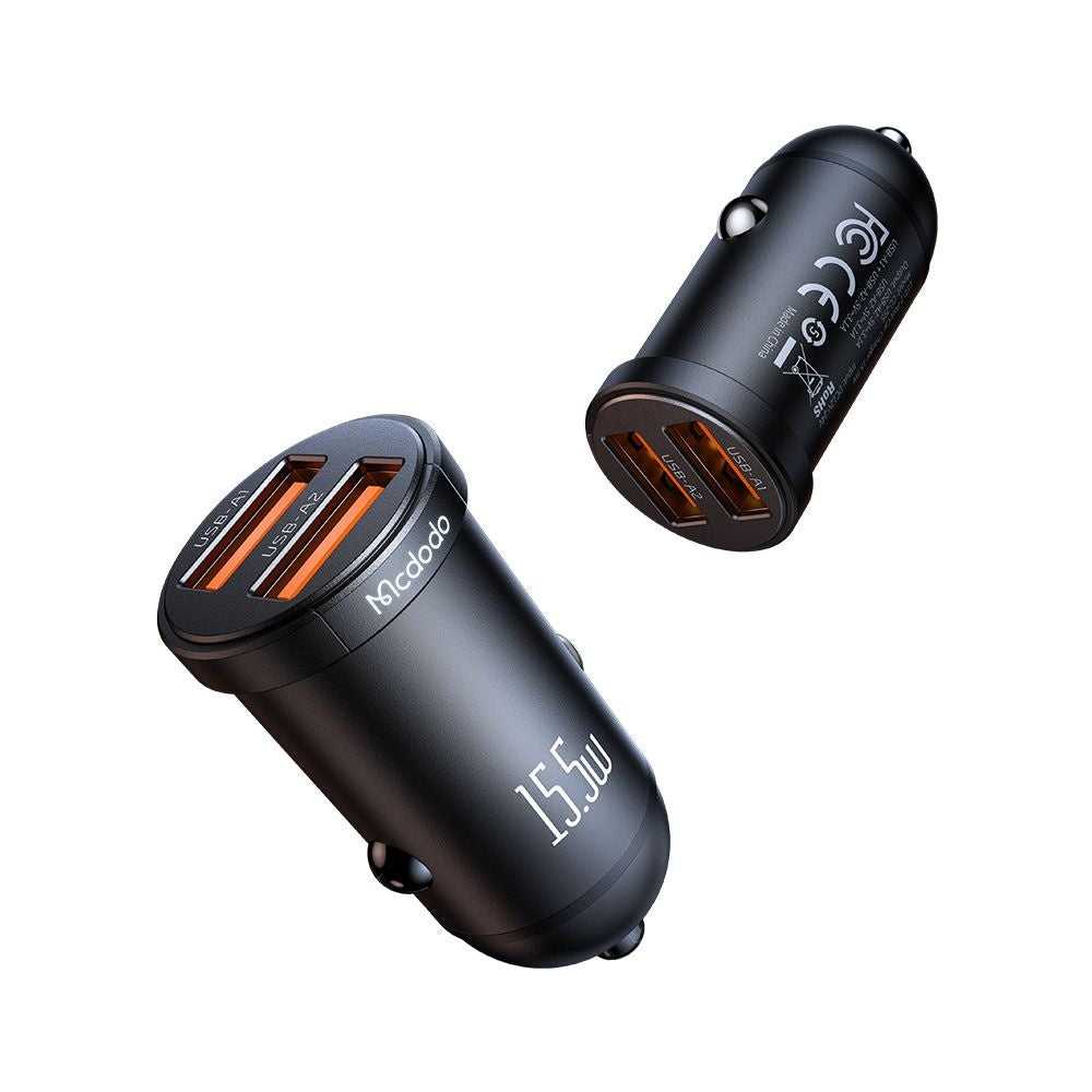 McDodo CC-2950 Cool Car Charger, 15.5W, 3.1A, 2 x USB-A, Black