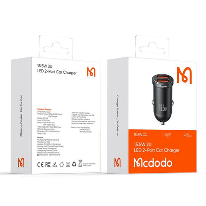 McDodo CC-2950 Cool Car Charger, 15.5W, 3.1A, 2 x USB-A, Black