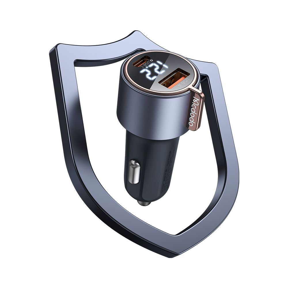 McDodo CC-3690 Venus Display Car Charger, 75W, 3A, 1 x USB-A - 1 x USB-C, Black