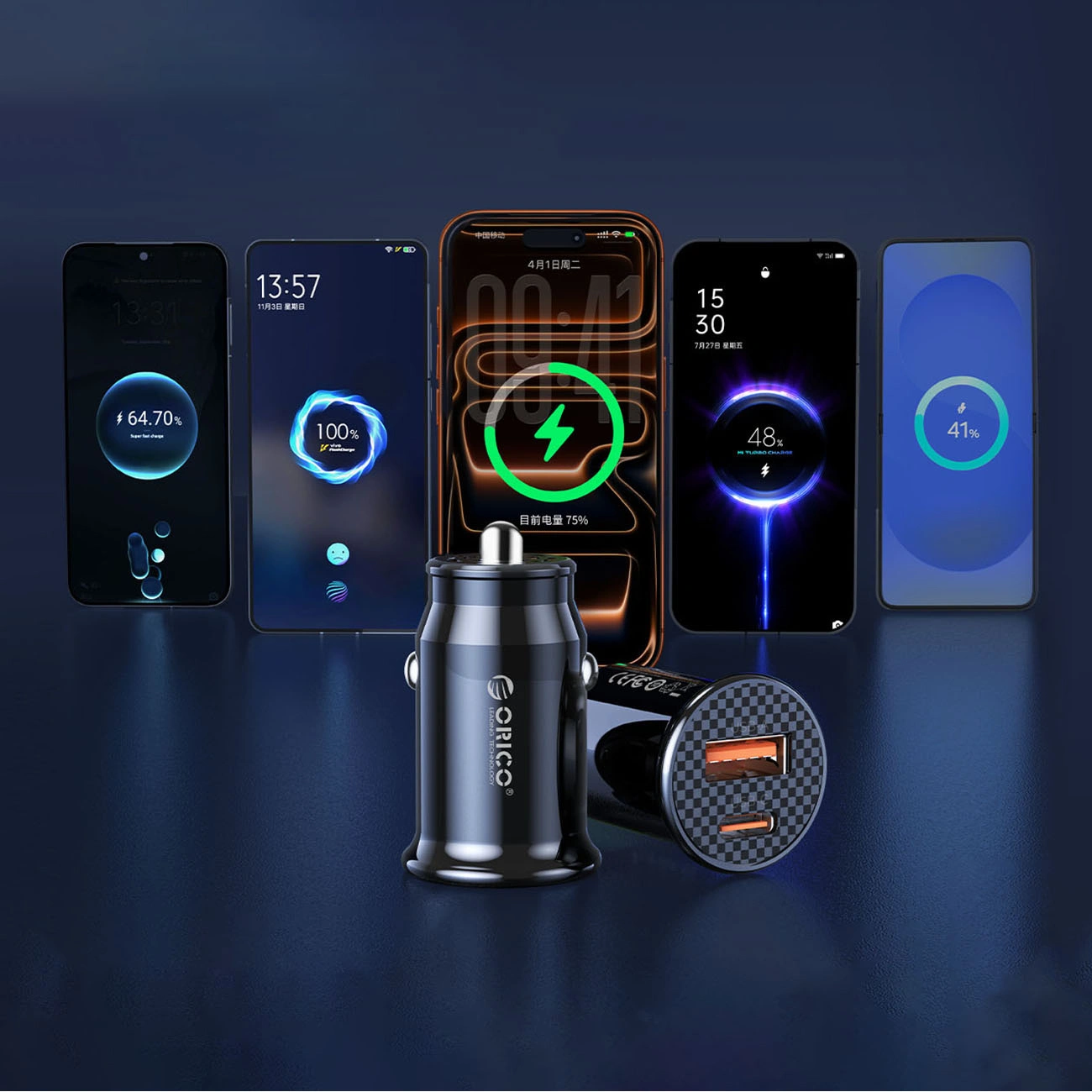 Chargeur Auto Orico PowerMini, 30W, 3A, 1 x USB-A - 1 x USB-C, Noir
