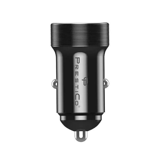 Chargeur de voiture Prestico K2A, 20W, 3A, 1 x USB-A - 1 x USB-C, Noir