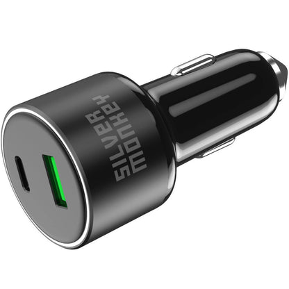 Chargeur de voiture Silver Monkey SMA014, 100W, 3A, 1 x USB-A - 1 x USB-C, noir 