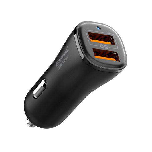 Chargeur de voiture Spigen EV302 Essential, 30W, 3A, 2 x USB-A, Noir