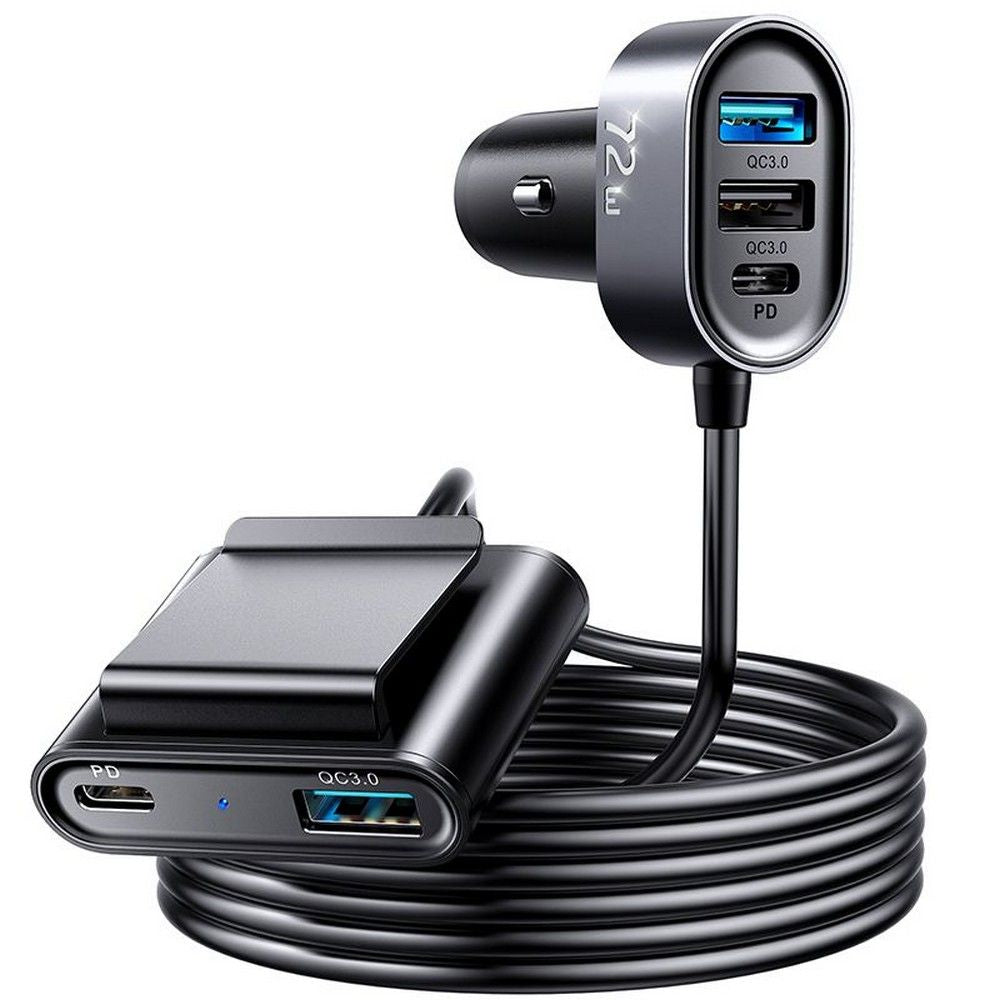 Joyroom JR-CL05 Car Charger, 72W, 3A, 2 x USB-C - 3 x USB-A, Black