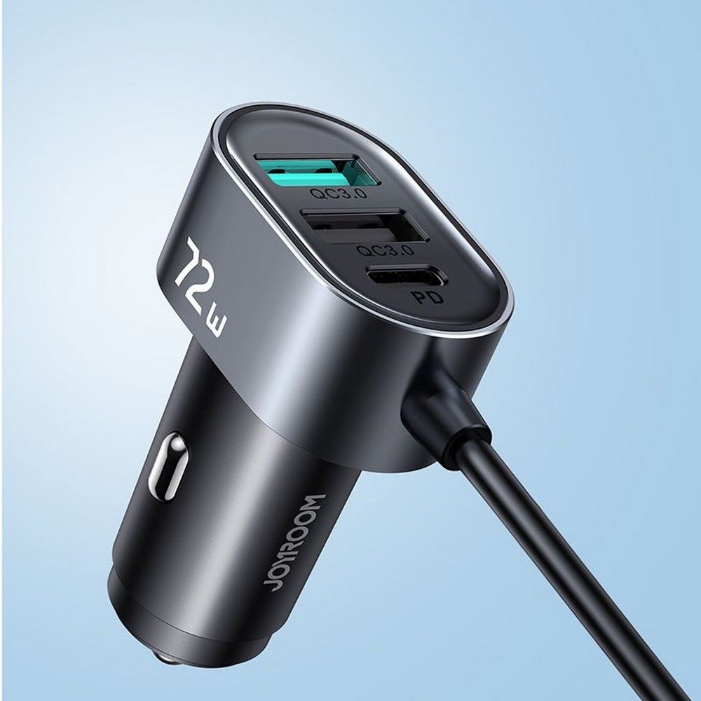 Joyroom JR-CL05 Car Charger, 72W, 3A, 2 x USB-C - 3 x USB-A, Black