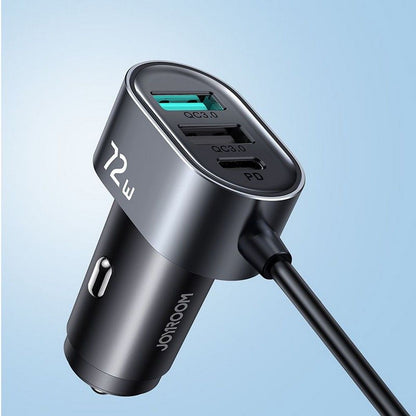 Chargeur de voiture Joyroom JR-CL05, 72W, 3A, 2 x USB-C - 3 x USB-A, Noir