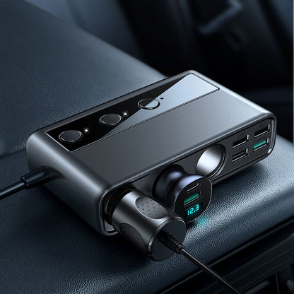 Chargeur de voiture Joyroom JR-CL06, 154W, 3A, 1 x USB-C - 4 x Extension allume-cigare - 4 x USB-A, Noir JYR058BLK JYR058BLK