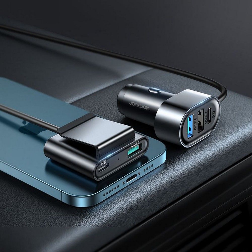 Chargeur de voiture Joyroom JR-CL05, 72W, 3A, 2 x USB-C - 3 x USB-A, Noir