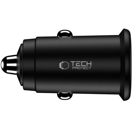 Chargeur de voiture Tech-Protect CC02, 35W, 3A, 1 x USB-A - 1 x USB-C, Noir
