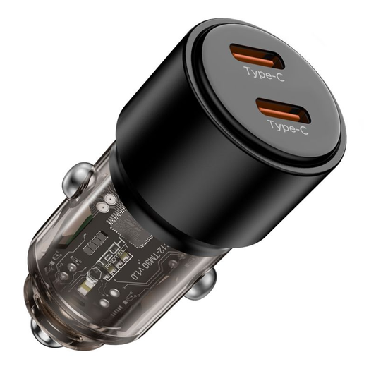 Chargeur Auto Tech-Protect CC03, 100W, 3.25A, 2 x USB-C, Noir