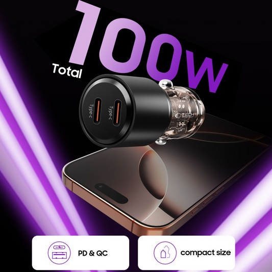 Chargeur Auto Tech-Protect CC03, 100W, 3.25A, 2 x USB-C, Noir