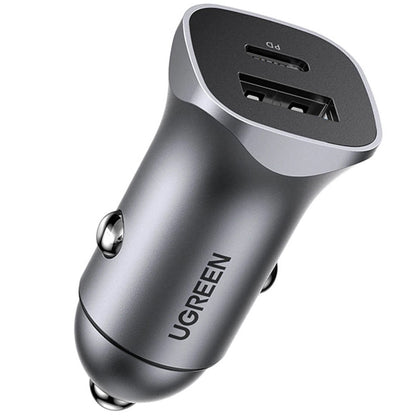 Chargeur de voiture UGREEN CD130, 30W, 3A, 1 x USB-A - 1 x USB-C, Gris 