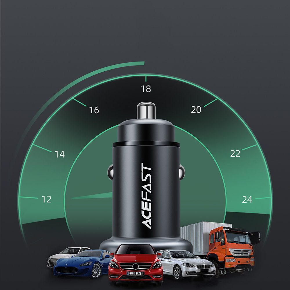 Chargeur Auto Acefast B1, 38W, 3A, 1 x USB-A - 1 x USB-C, Noir