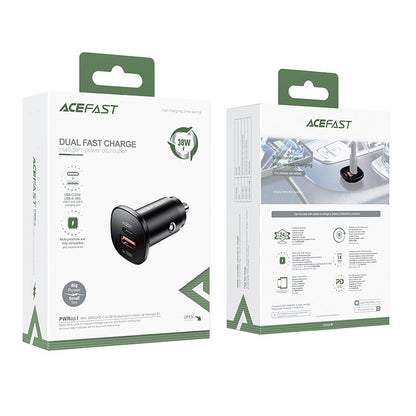 Chargeur Auto Acefast B1, 38W, 3A, 1 x USB-A - 1 x USB-C, Noir