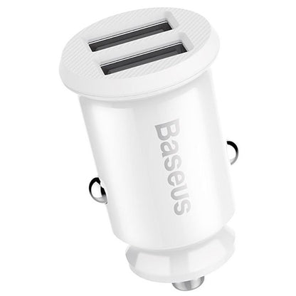 Chargeur de voiture Baseus Grain, 10,5W, 2,1A, 2 x USB-A, blanc CCALL-ML02