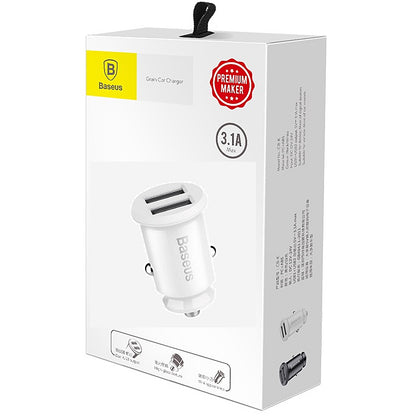 Chargeur de voiture Baseus Grain, 10,5W, 2,1A, 2 x USB-A, blanc CCALL-ML02