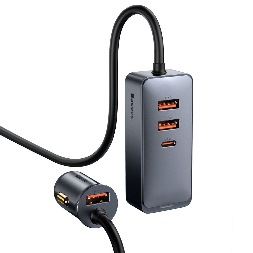 Baseus Chargeur de voiture Share Together, 120W, 3A, 3 x USB-A - 1 x USB-C, Gris CCBT-B0G