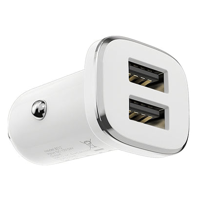 Chargeur de voiture Borofone BZ12, 12W, 2.4A, 2 x USB-A, blanc