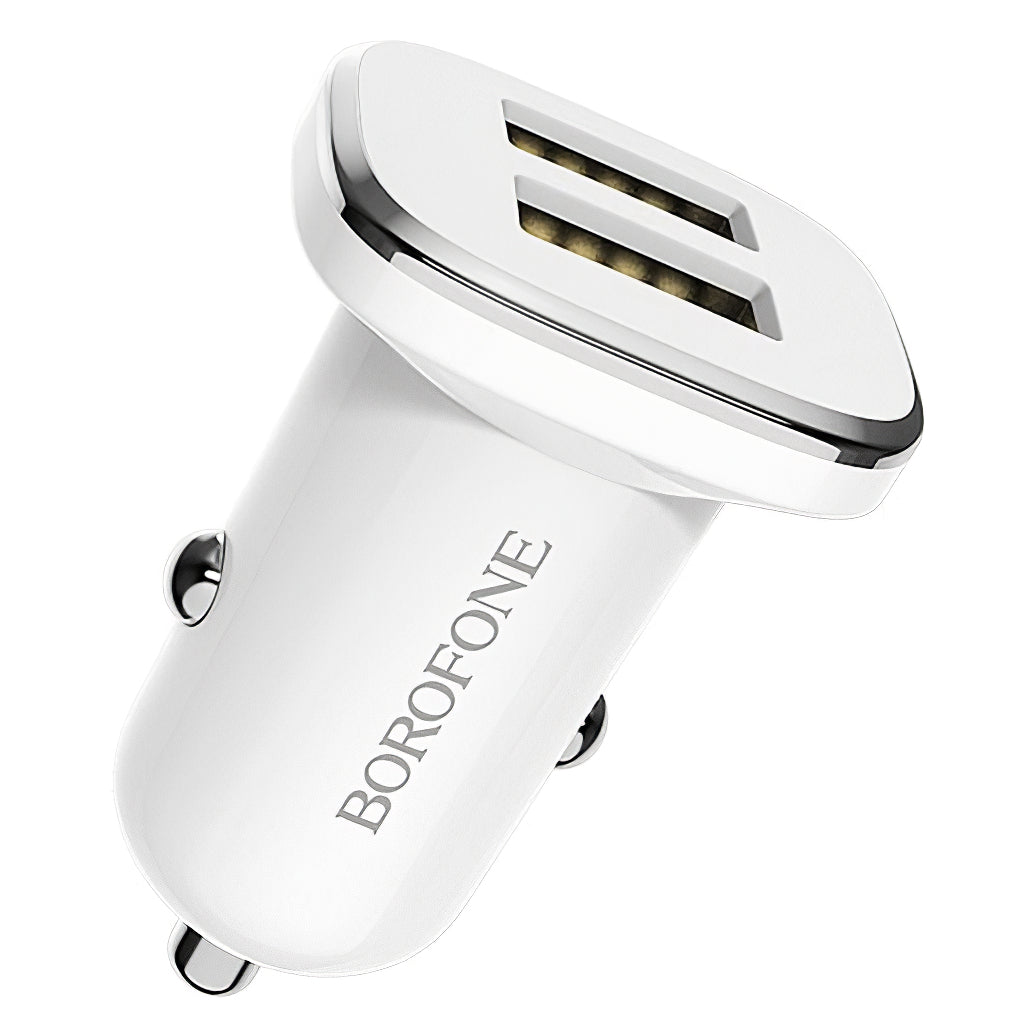 Chargeur de voiture Borofone BZ12, 12W, 2.4A, 2 x USB-A, blanc