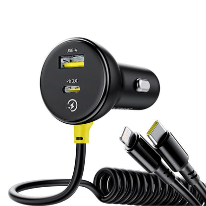 Chargeur de voiture avec câble USB-C / Lightning Baseus Circular, 60W, 3A, 1 x USB-A - 1 x USB-C, Noir C00035902121-00