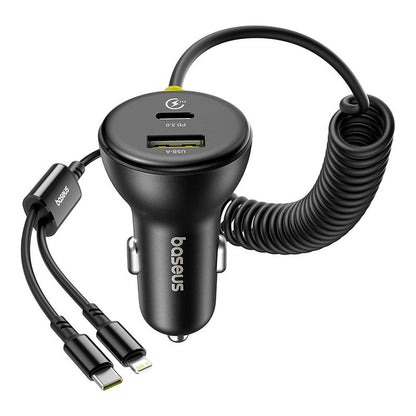 Chargeur de voiture avec câble USB-C / Lightning Baseus Circular, 60W, 3A, 1 x USB-A - 1 x USB-C, Noir C00035902121-00