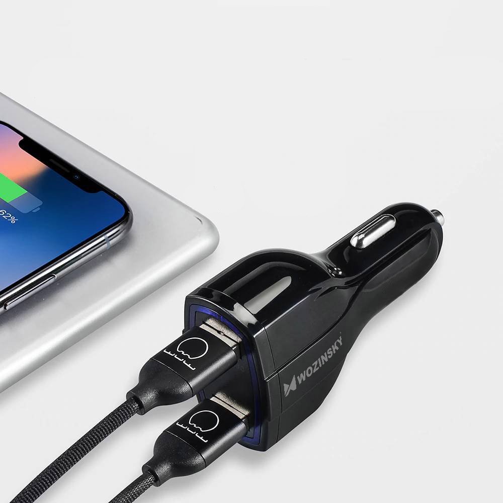 Chargeur de voiture WZK WCC-01, 36W, 3,5A, 1 x USB-C - 2 x USB-A, noir