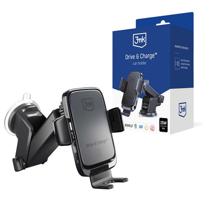 Chargeur Auto Sans Fil 3MK Drive&Charge, 15W, 1.67A, Noir