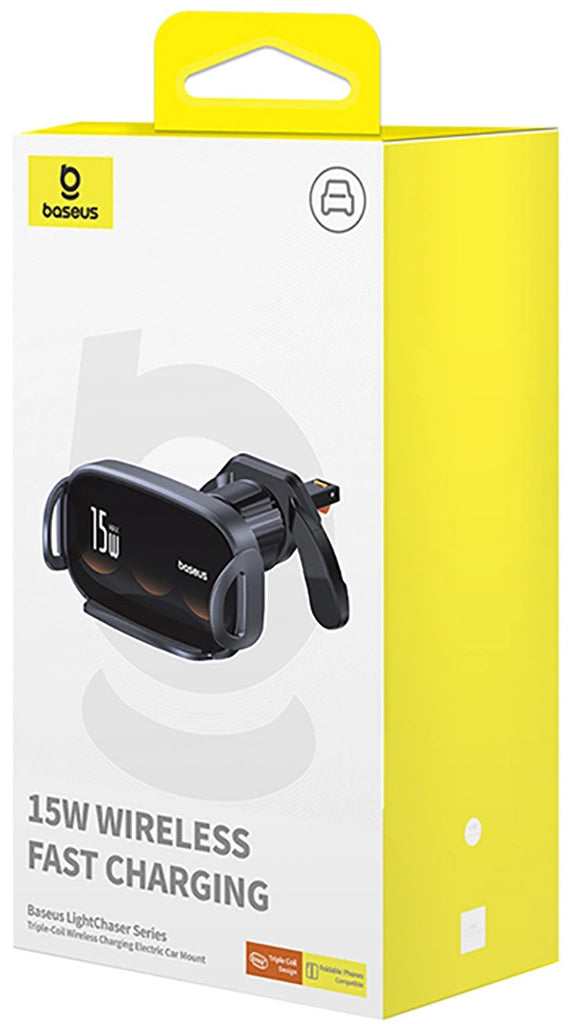 Chargeur Auto Sans Fil Baseus LightChaser, 15W, 1.67A, Noir, Reconditionné C40355901111-00