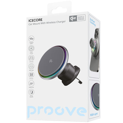 Chargeur Auto Sans Fil Proove Icecore, 15W, 1.67A, Gris WHIC15002003