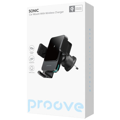 Chargeur Auto Sans Fil Proove Sonic, 15W, 1.67A, Gris WHSN15002001